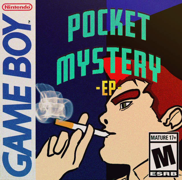 Faded GameBoy inspired box art showing the logo of the game with a red-head man smoking an elongated cigarette.